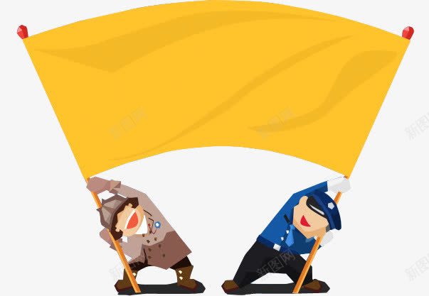 举着黄色旗子的警察和侦探png免抠素材_新图网 https://ixintu.com 侦探 旗子 警察 黄色
