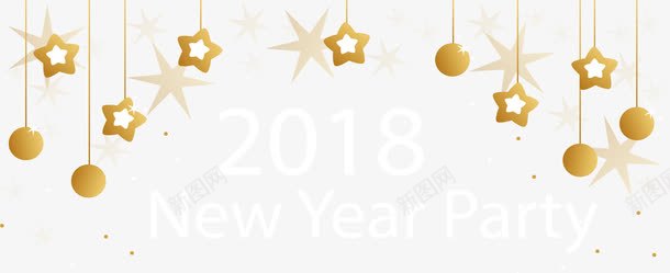 金色新年挂饰png免抠素材_新图网 https://ixintu.com 小球挂饰 新年 新年派对 星星挂饰 矢量png 金色挂饰