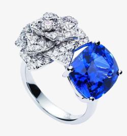 奢华戒指蓝宝石玫瑰钻石戒指高清图片