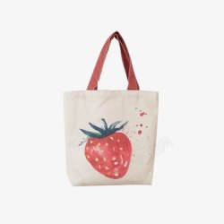 产品实物袋子手提袋草莓图案的袋子高清图片