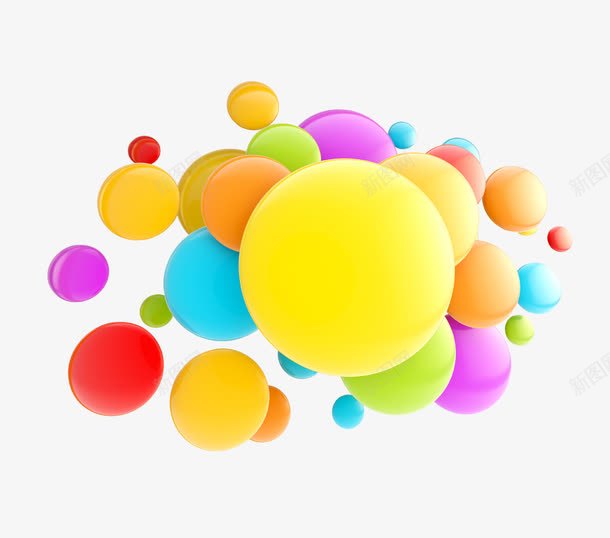 彩色圆球png免抠素材_新图网 https://ixintu.com 彩球 手绘 球体 装饰