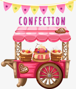 粉色木车上的蛋糕矢量图素材