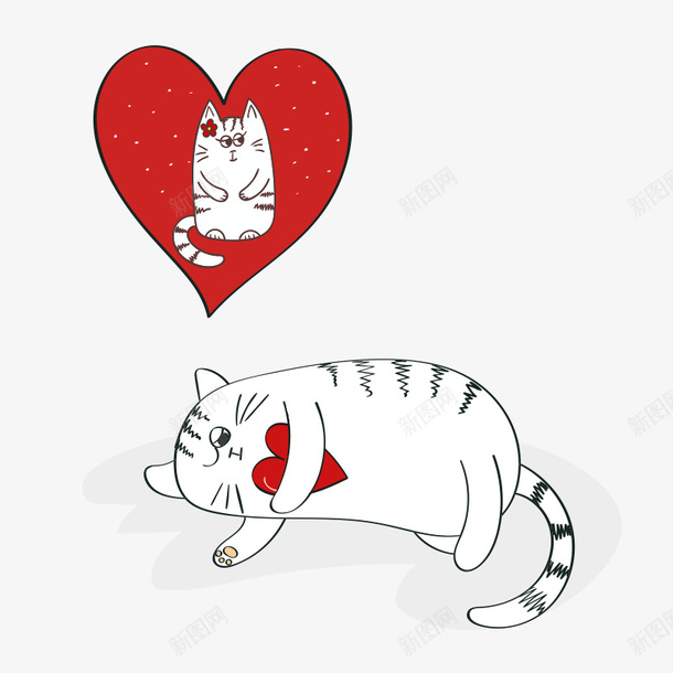 可爱患有相思病的猫咪png免抠素材_新图网 https://ixintu.com 卡通 小猫 思念 想念 爱情 爱意 猫咪 相思病 追求
