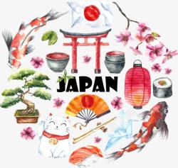 美丽金鱼日本插画高清图片