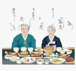 夫妻俩一起吃日本料理高清图片