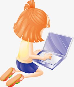 人物狂玩电脑的女孩高清图片