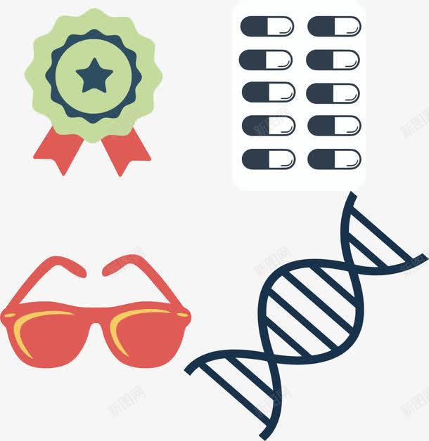 双螺旋分子结构png免抠素材_新图网 https://ixintu.com DNA 分子结构 徽章 眼镜 矢量素材 胶囊