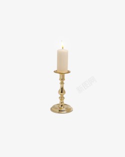 金色烛台和白色蜡烛素材