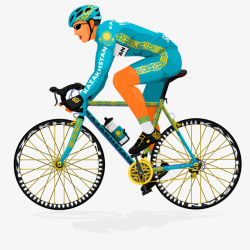 穿蓝衣的人手绘蓝衣自行车赛车选手矢量图高清图片