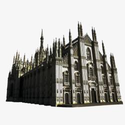 天主教主教米兰大教堂外观图高清图片