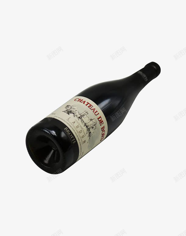 横放的葡萄酒瓶png免抠素材_新图网 https://ixintu.com 列级酒庄酿造 干红 法国 湖畔城堡 红酒