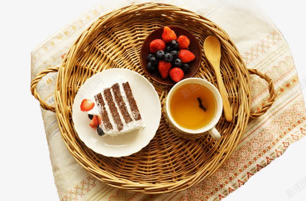 一杯茶草莓png免抠素材_新图网 https://ixintu.com 早点 竹篮子 蛋糕