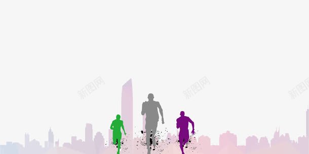 马拉松城市中奔跑png免抠素材_新图网 https://ixintu.com 奔跑 跑步 运动员 马拉松