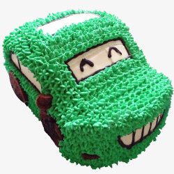 汽车形状绿色生日汽车蛋糕高清图片