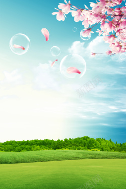 大自然桃花自然风景春季海报背景背景