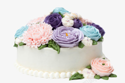 鲜花制品放满玫瑰花的奶油蛋糕高清图片