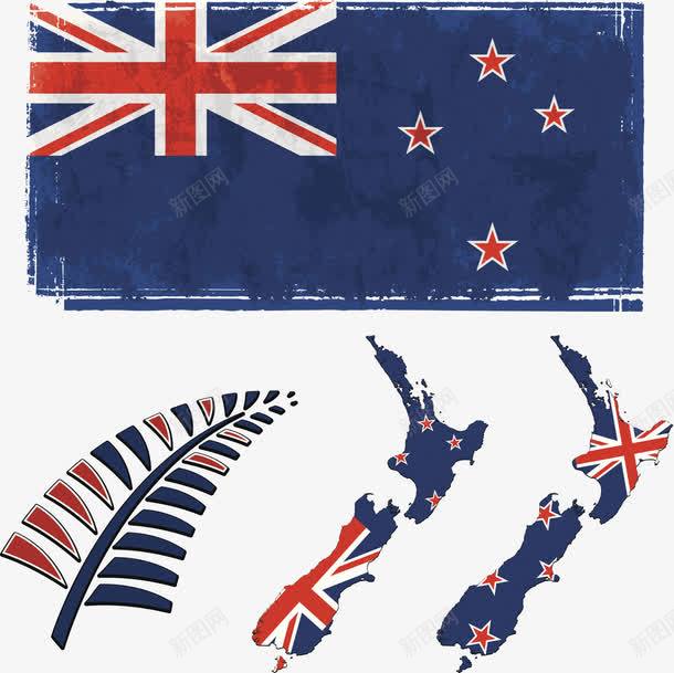 澳大利亚元素图案png免抠素材_新图网 https://ixintu.com 大洋洲 新西兰地图 树叶 澳洲