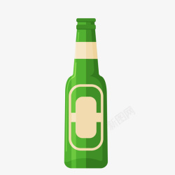 白绿色卡通日常啤酒瓶素材