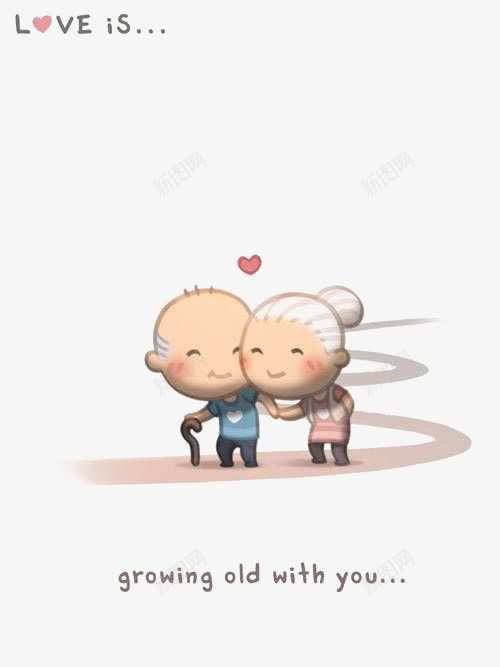 老人png免抠素材_新图网 https://ixintu.com 创意插画 卡通 可爱 情侣 爱情 爱情就是慢慢变老