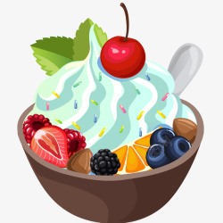 水果冰淇淋插画矢量图素材