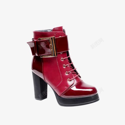 红色高跟马丁靴png免抠素材_新图网 https://ixintu.com 产品实物 女式 皮鞋 粗跟 红色 鞋子 马丁靴 高跟鞋