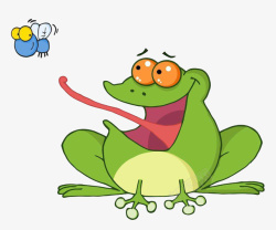 绿色吃虫子的卡通青蛙素材
