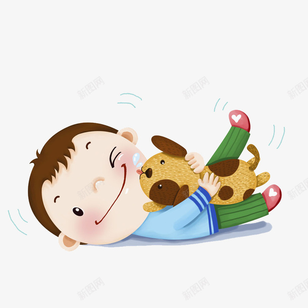 卡通抱着小狗男孩图png免抠素材_新图网 https://ixintu.com 儿童 卡通 可爱的 呆萌 小孩 小狗 玩耍 男孩