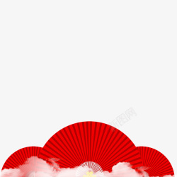 舞扇仕女图红色圆形舞扇节日元素高清图片