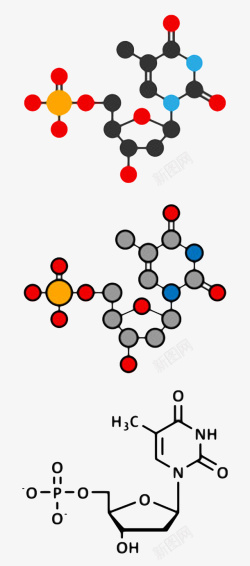 磷酸黑红色纯色胸苷单磷酸分子形状素高清图片