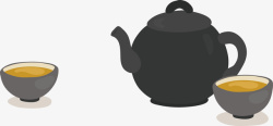 茶壶套装深灰色茶壶套装矢量图高清图片