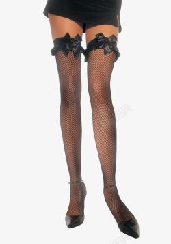黑色丝袜黑色蝴蝶结大腿袜连裤袜女性腿部高清图片