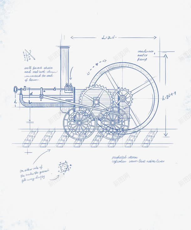 蒸汽机png免抠素材_新图网 https://ixintu.com 复古 手绘 设计图 轨道