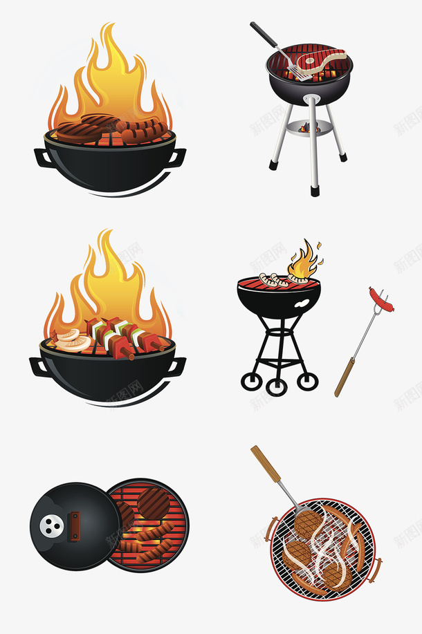 卡通风格烧烤炉子组合psd免抠素材_新图网 https://ixintu.com BBQ 卡通风格 各式各样的烧烤炉子 手绘 烧烤来袭 石板烤肉