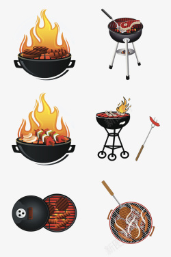 卡通风格烧烤炉子组合素材