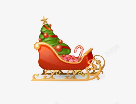 圣诞雪拉车png免抠素材_新图网 https://ixintu.com 圣诞礼物车 圣诞雪拉车 雪拉车 雪橇