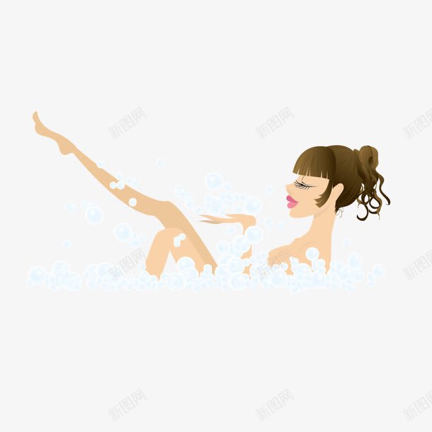洗澡的女性png免抠素材_新图网 https://ixintu.com 性感 泡泡浴 泡澡