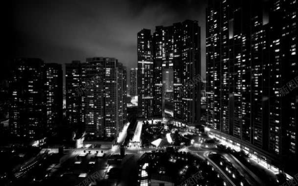 繁华都市夜景黑白风格的背景