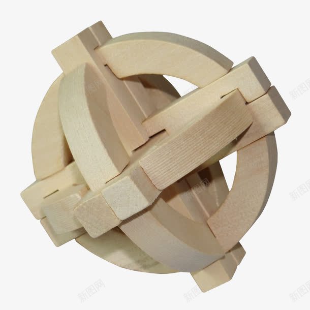 鲁班锁png免抠素材_新图网 https://ixintu.com 创意 创意木制品 圆球 木制品 玩具 解锁