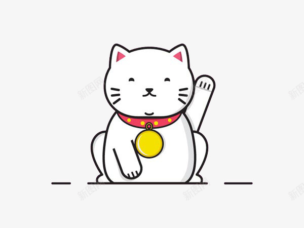 一只白色的招财猫png免抠素材_新图网 https://ixintu.com 举手 卡通 图案 微笑 手绘 招财猫 猫咪 白色 设计 高举手臂