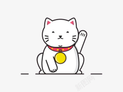 卡通招财猫一只白色的招财猫高清图片