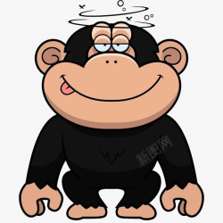 卡通眩晕的黑猩猩素材