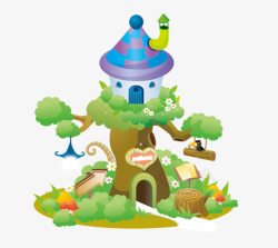 树屋插画童话城堡高清图片