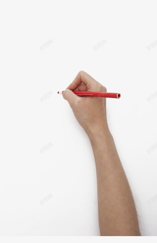 手拿红色铅笔写字png免抠素材_新图网 https://ixintu.com 写字 手握 红色 铅笔