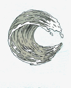澎湃海浪手绘圆形海浪高清图片