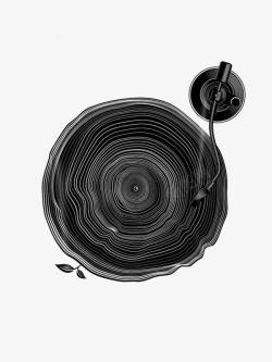 黑色硒鼓机手绘留声机高清图片