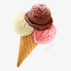 一个冰激凌一个巧克力草莓味香草味的冰激凌高清图片