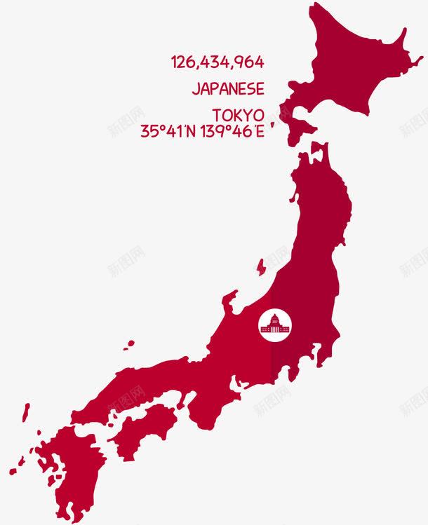 日本地图png免抠素材_新图网 https://ixintu.com 地图 日本 红色