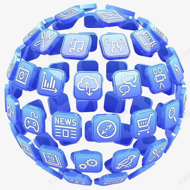 球形图标png_新图网 https://ixintu.com 一点资讯logo设计 图标元素 微信 新闻资讯 游戏 蓝色 设置 购物车 音乐