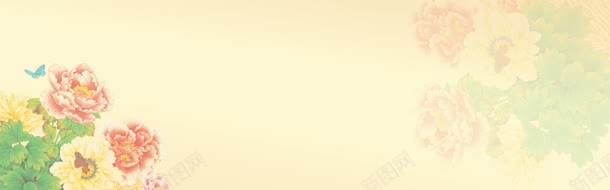 淘宝女装背景海报jpg设计背景_新图网 https://ixintu.com 印花 古纹 平面素材 淘宝女装 牡丹花 花开富贵 花朵 蝴蝶