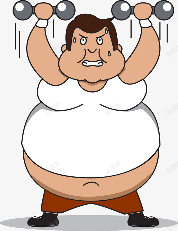卡通举重的胖男人png免抠素材_新图网 https://ixintu.com 健康 健身房 减肥男人 卡通男人 强身健体 胖爸爸 胖男人 胖的卡通 运动健身